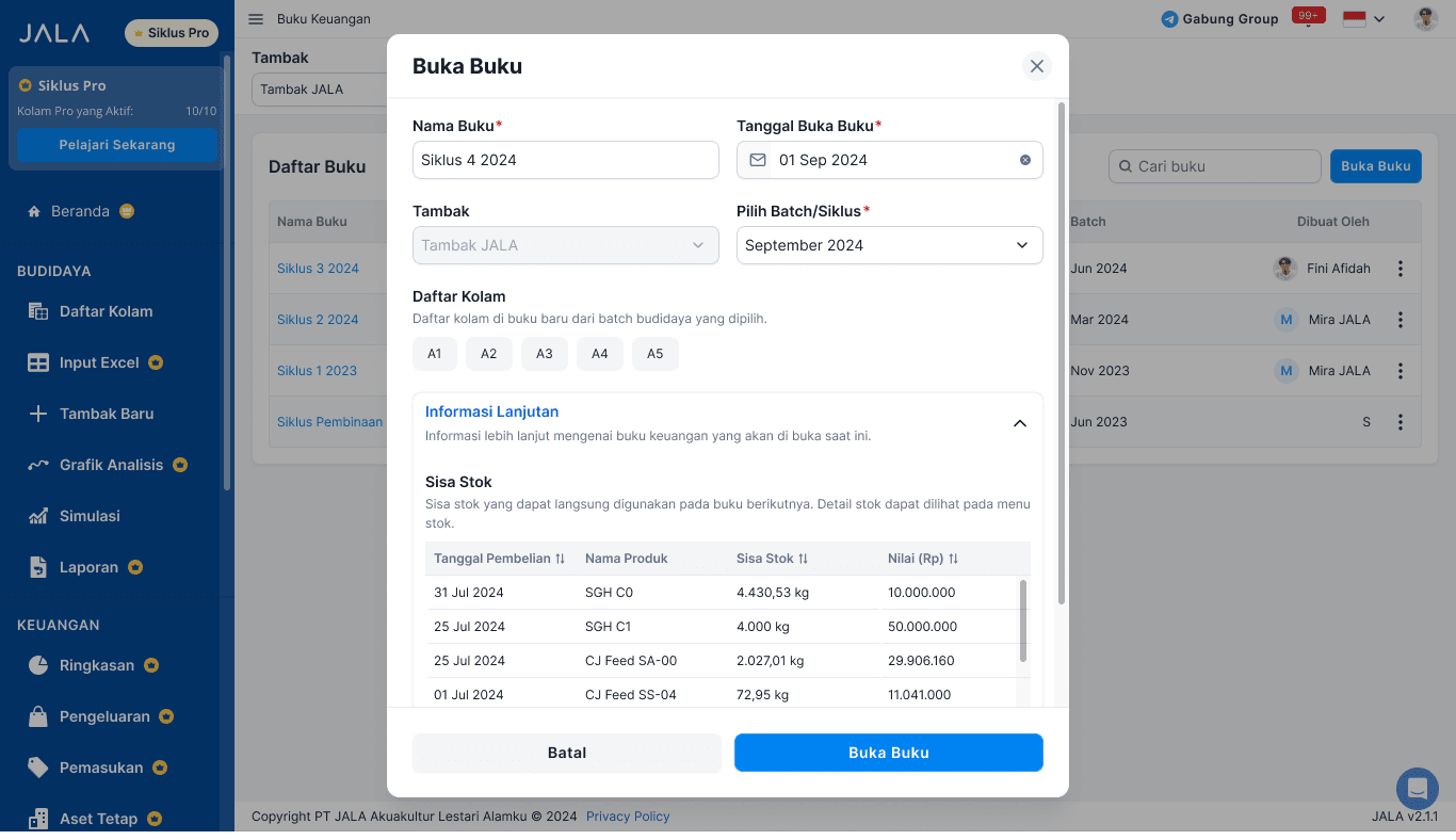 Lihat informasi stok