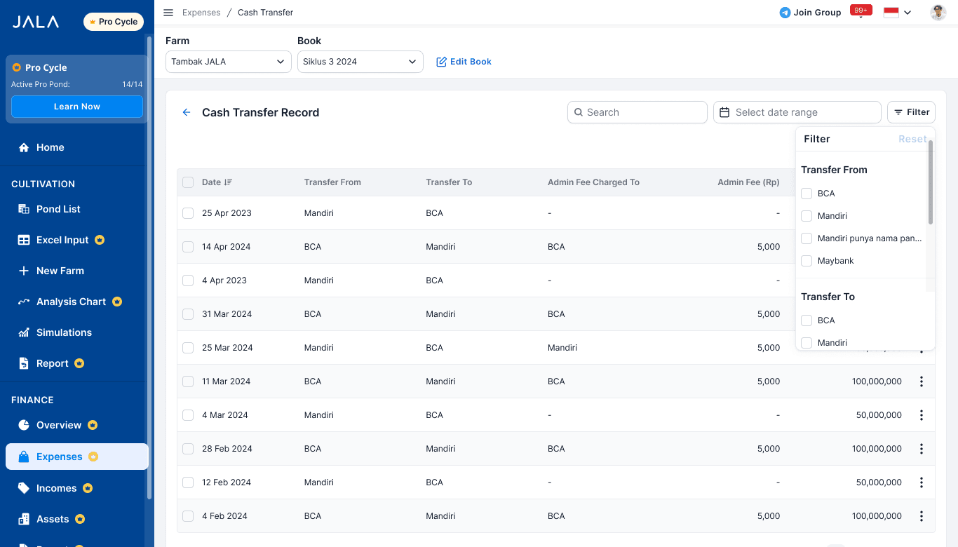 Filter transaction